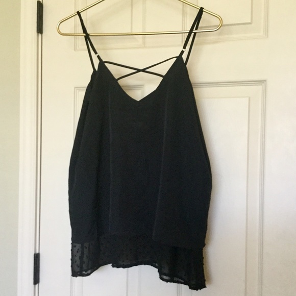 Bar III Layered Polka Dot Hem Top - Picture 2 of 6